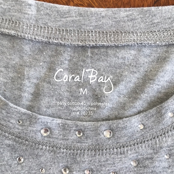 Coral Bay Gray Sparkling 3/4 Sleeve Sweatshirt/ Blouse Top M - Picture 5 of 5